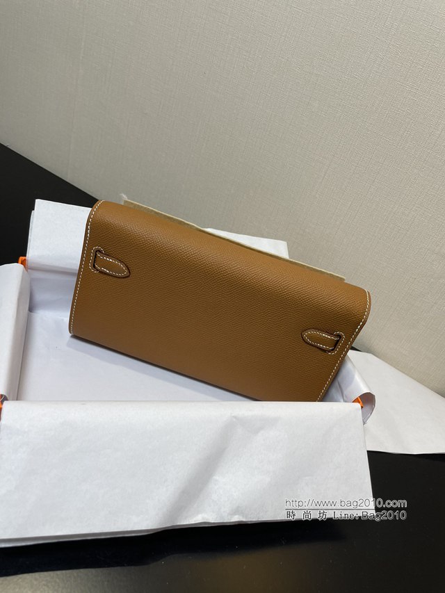 Hermes女包 愛馬仕Kelly woc小挎包 金棕色epsom皮凱麗斜挎包  tdh2357